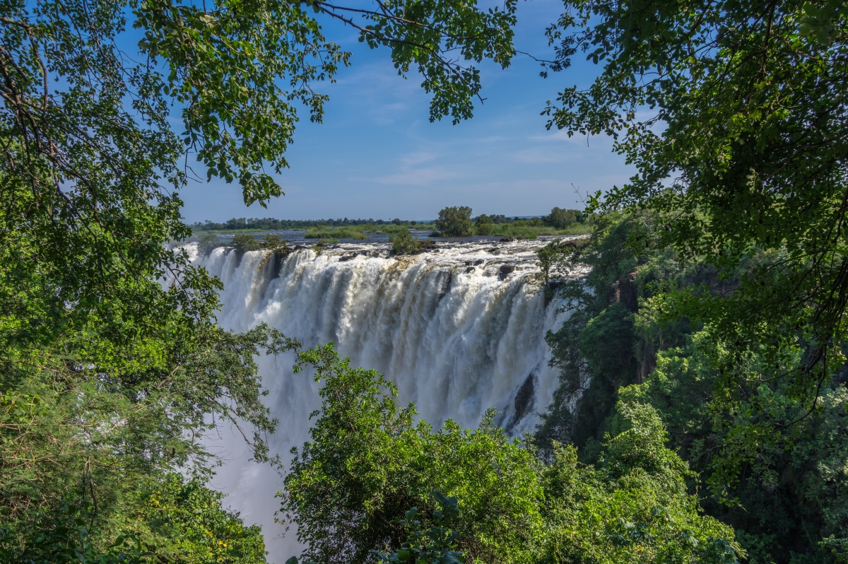 victoria-falls-is-the-largest-waterfall-in-the-world-and-is-a-world-heritage-landmark_108514046 (1) View of the falls from the rainforest